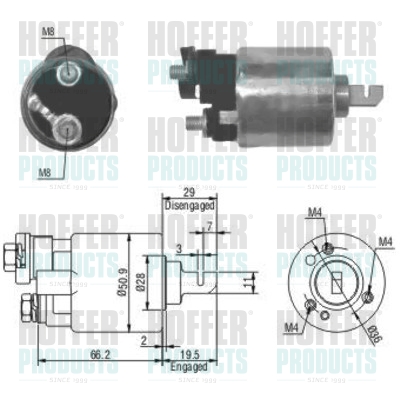 Solenoid Switch, starter - HOF46052 HOFFER - 31200P2C014, 31200P8AA01, 31200-P8F-A01