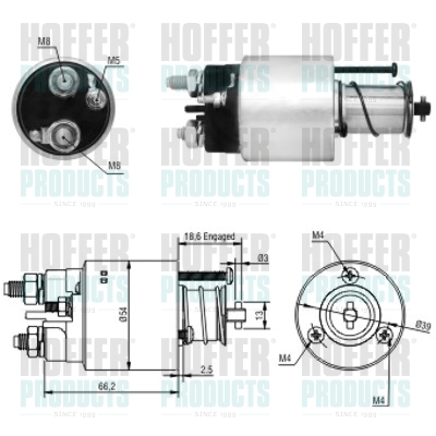 Solenoid Switch, starter - HOF46054 HOFFER - 5802E4*, 5802W3, 961323028*