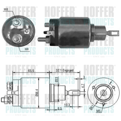 Solenoid Switch, starter - HOF46067 HOFFER - STC1245, NAD100390*, 0331303165