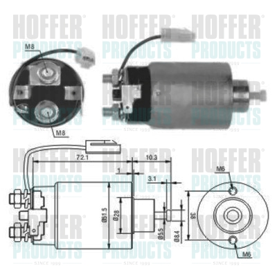 Solenoid Switch, starter - HOF46114 HOFFER - 36100-11140*, 36120-11140, AM15-18-X10