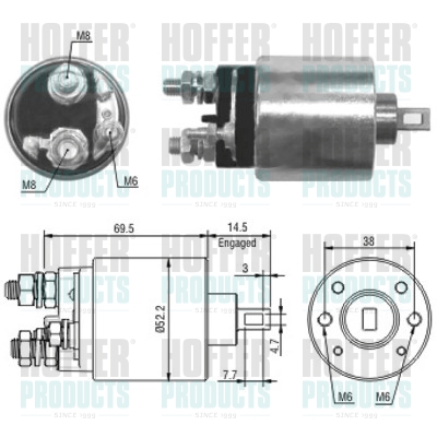 Solenoid Switch, starter - HOF46122 HOFFER - 6202020*, 90341777*, 1202127*