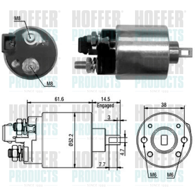 Solenoid Switch, starter - HOF46123 HOFFER - 020911023N, 020911023A, 020911023A*