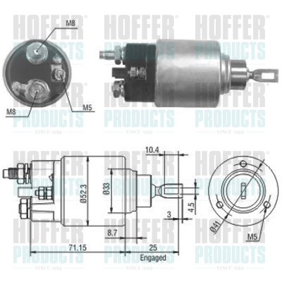Solenoid Switch, starter - HOF46153 HOFFER - 5802CJ*, 583680, 91536044*