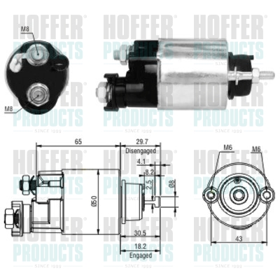 Solenoid Switch, starter - HOF46163 HOFFER - 31200-PLR-A02*, 31200-PLR-A01*, DSDEU*