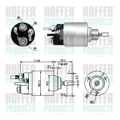 Solenoid Switch, starter - HOF46264 HOFFER - 7701052617, 0001106023*, 232188