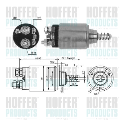 Solenoid Switch, starter - HOF46268 HOFFER - 0001368040*, 130939, 19024280*