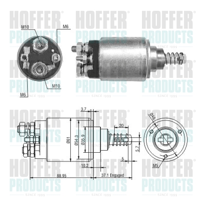 Solenoid Switch, starter - HOF46272 HOFFER - A0011524810, A0011521710, 0011524810