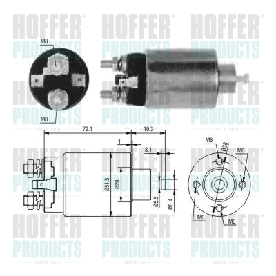 Solenoid Switch, starter - HOF46297 HOFFER - E356-18-X10, MO01T73381*, MO01T70483*