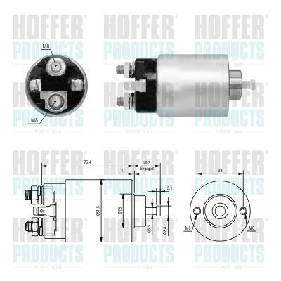 Solenoid Switch, starter - HOF46305 HOFFER - MO02T84171*, MO02T75074*, MO02T75073A*