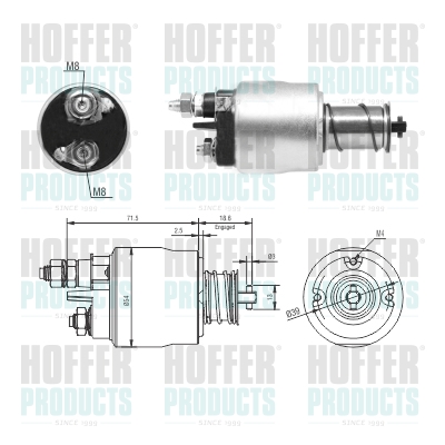 Solenoid Switch, starter - HOF46311 HOFFER - 1726802, 46813064, 55192483