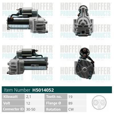 Anlasser, Starter - HOFH5014052 HOFFER - YC1U-11000-AC, 1096338, 2S7T-11000-DB