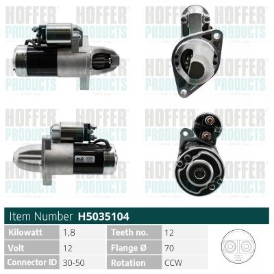 HOFH5035104, Starter, HOFFER, 1810A002, 61510401, M001T30271, HVW6461510101, M1T30271, A0061510401, M001T30271AM, AHVW6461510101, M1T30271AM, A61510401, MO01T30271, 0061510401, MO01T30271AM, 114183, 20437721OE, 220716, 25-4067, 254472V, 3137, 325053122, 471280195, 5035104, 6035127.1, CS1526, CST35127RS, DRS0482, H5035104, LRS02395, S12-0164, S12MH0164A2
