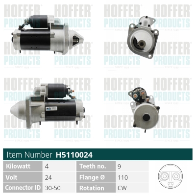 HOFH5110024, Starter, HOFFER, 1516696R, 2995104, 500325137, 0986019010, 101248P, 113277, 18959N, 20401266OE, 220750A, 45-3097, 471280312, 5110024, 6010662.0, 8165, 8EA737936-001, CS1248, CST10662, H5110024, IS.1169, LRS01942, S0080, S24BH0044A2, STRS077, 0001231011, 101248V, 20401266BN, 220750, 6010662.1, CST10662AS, S24-0044