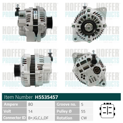 Alternator - HOFH5535457 HOFFER - 31400-65J13-000, A005TG0291, 31400-80J00