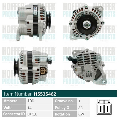 Alternator - HOFH5535462 HOFFER - 23100-BN305, A3TB0771, LR1100-724C