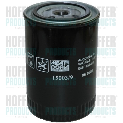 HOF15003/9, Ölfilter, HOFFER, 068115561, 1257492, 5011838, 770842, 7984229, 7984303, 068115561A, 12574927, 93156363, 068115561B, 078115561D, 078115561H, 681155613, 0009830624, 002-20-10696, 00592, 00830640, 0451103313, 100083, 1001150005, 100321, 101447, 110.011, 115098006, 15003, 1510187, 152071758744, 22540, 2316400, 51191