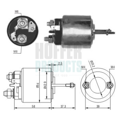 HOF46009, Solenoid Switch, starter, HOFFER, 0000580272, 7700764429, 00005802A4, 7701381644, 00005802K7, 7701499246, 00005802S1, 5802-72, 5802-K7, 5802A4, 5802S1, 102849, 131584, 227524, 46009, 471480009, 597, E7445, 103489, 6646009, ZM597, 103794, 105489, 181069, 182461, 432536, 432538, 432574, CED533, CED538