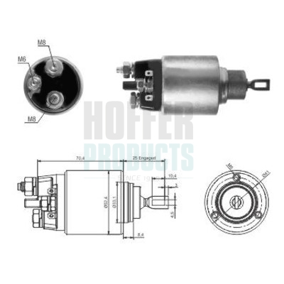 HOF46061, Solenoid Switch, starter, HOFFER, 0011526510, 0051513901, 00515166010, A0011526510, A0051513901, A00515166010, 0001107406, 02.17.038, 227896, 236837, 46061, 471480061, 5381, 0001109250, 6646061, ZM5381, 2339305013