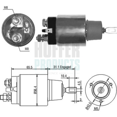 HOF46066, Solenoid Switch, starter, HOFFER, BF6T11390A, ERR5009, STC3715, NAD100390, NAD500210, 0001218168, 136717, 227873, 46066, 471480066, 975, E3692, 333241, 6646066, 9000331432, ZM480, ZM975, 9000331433, 9330331006
