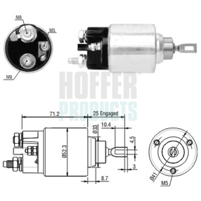 HOF46154, Solenoid Switch, starter, HOFFER, 00005802M9, 9609313280, 00005802Q7, 0000583669, 0095667755, 0096087193, 0096093132, 0096262614, 0096288707, 0096459080, 0097530824, 5802Q7, 5802M9, 583669, 95667755, 96087193, 96093132, 96262614, 96288707, 96459080, 9647982880, 97530824, 0001108162, 137612, 227267, 377, 46154, 471480154, ADL141202, D7E71