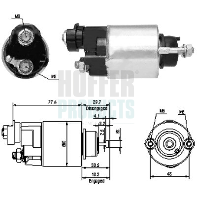 HOF46173, Magnetschalter, Starter, HOFFER, 31200-PWA-G01, 31200-PWA-G51, DDVDT, DDVDU, 227627, 238471, 428000-0950, 46173, 471480173, 6705, 428000-0960, 6646173, ZM6705