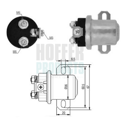 HOF46184, Solenoid Switch, starter, HOFFER, 10512096, 227297, 333841, 407, 46184, 471480184, 19026027, 6646184, ZM407, 19026028, 19026029, 19026031, 19026035, 8200005, 8200007, 8200023, 8200025, 8200075, 8200076, 8300005, 8300021, 8300022, 8300026