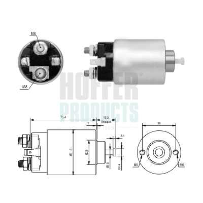 HOF46305, Elektromagnetický spínač, startér, Elektromagnetický spínač, HOFFER, 1810A050, 1810A053, M001T74181A, M002T75071, M002T75071A, M002T75073, M002T75073A, M002T75074, M002T84071, M002T84071ZT, M002T84171, M002T84171ZT, M002T84571, M002T85271, M002T85271AA, M002T87071, M002T87071ZT, M002T87072, M002T87072ZT, M002T87171, M002T87171ZT, M002T87871, M002T87971, M002T88271, M008T75071, M008T75071A, M008T75073, M008T75073A, M008T75073AM, M008T75074