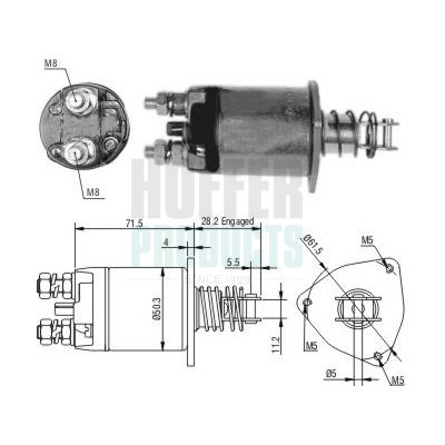 HOF46329, Elektromagnetický spínač, startér, Elektromagnetický spínač, HOFFER, 227090, 46329, 471480262, 652, CSO30105AS, SSO30105.0, 6646329, ZM652