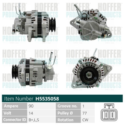 HOFH5535058, Generátor, Alternator, HOFFER, A002TN1199, A003T15099, A003TN0399, A003TN0499, A2TN1199, A2TN1199ZT, A3T15099, A3TN0399, A3TN0499, MD306834, MD313940, MD313942, MD327514, MD366051, MD366052, 063731183010, 0986042291, 101561, 112128, 13789, 155.604.065.130, 20137101BN, 2035101, 210018, 28-2844, 401183RI, 437706, 471290126, 4G0091, 5535058