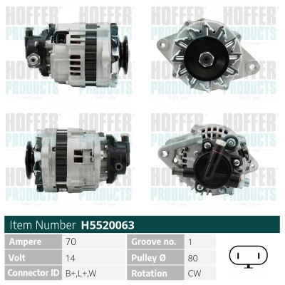 HOFH5520063, Lichtmaschine, HOFFER, 06204042, 8971502000, R1030093, 06204046, 8971502001, 06204106, 8972410210, 090371767, 090371769, 09512038, 095521455, 097150200, 097241021, 6204042, 6204046, 6204106, 90371767, 90371769, 9512038, 95521455, 97150200, 97241021, 063731172010, 0986041790, 111515, 135.810.070, 200074, 20145101BN, 2020101.0, 210064A