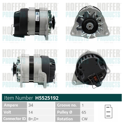 HOFH5525192, Alternator, HOFFER, 07212451, 2871A103, 703F-10346-AA, ADU1991, 71BB-10300-AA, 7212451, 0120339509, 110178, 11201067, 20105501BN, 2025105.0, 210343, 23548, 28-0509, 3017K, 40883, 436141, 471290376, 5525192, 595.013.034.090, 8EL012085-051, A12-0300, A4117, ALTS151, CA15H, CAL25105, DRA1691, G101907, H5525192, 0986031651