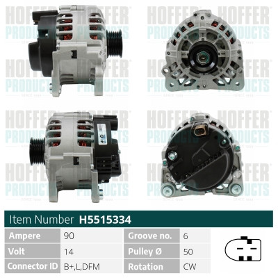 HOFH5515334, Generátor, Alternator, HOFFER, 03D903025H, 03D903025HX, 03D903025J, 03D903025JX, 3D9030025J, 3D9030025JX, 3D903025H, 3D903025HX, 063533250130, 0986048891, 102934, 200061, 2015208.0, 20179802BN, 210481, 27692, 285790, 301675RI, 305.560.070.000, 32439481, 4654, 471290377, 4G0291, 5515334, 831029081, 89213658, 8EL012426-471, A01209(SEG), A12-0036, ALTS908