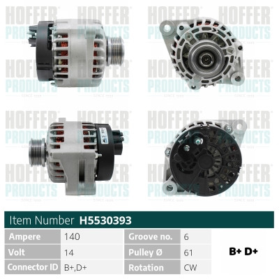 HOFH5530393, Lichtmaschine, HOFFER, 31400-79J00, 71746673, 71750297, 71769230, 73501591, 063377005010, 0986082620, 101210-0990, 113996, 135.534.140.050, 20104071BN, 2030170, 209494, 23809R, 28-4926, 301995RI, 32377491, 440976, 46034264, 471290124, 4761, 4G0038, 5530393, 57093, 89212244, 8EL012430-801, A01159(SEG), A12-0009, AEK2808, AL-112JM