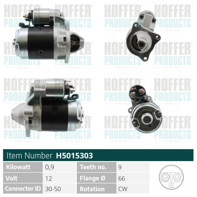 HOFH5015303, Anlasser, Starter, HOFFER, 5001668, 7700714640, 5001669, 7700751266, 7701351394, 90310434, 7701499200, 7701499468, 7701499473, 0986011830, 10315, 110866, 16488R, 201092, 20479391BN, 220943, 25-0319, 2S0199R, 3498, 359001401290, 471280317, 5015303, 570.005.093.000, 6015193.0, 8EA011611-071, CS315, CST10117AS, H5015303, LRS00256, MT-152JM