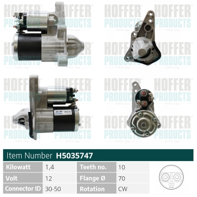 Starter - HOFH5035747 HOFFER - 233001KA1A, M000T32171, 233001KA1B