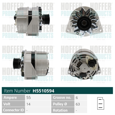 HOFH5510594, Generátor, Alternator, HOFFER, 0061545402, 0061548802, 0061548902, 0071543302, 0071543402, 0071544802, 0071545102, 0071545202, 0071546002, 0071546102, 0081548902, 00815489021, 0081548902KZ, A0061545402, A0061548802, A0061548902, A0071543302, A0071543402, A0071544802, A0071545102, A0071545202, A0071546002, A0071546102, A0081548902, A00815489021, A0081548902KZ, 0120489232, 016120, 110923, 12033280