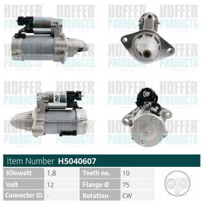 HOFH5040607, Starter, HOFFER, 31200RL0G01, 31200RLOG01, DU4V6, 115779, 120.561.102.050, 12341, 20130112, 221277R, 254364, 254933, 322069092, 3906, 4280005670, 458988, 471281030, 5040607, 58945, CST40393, DRS0696, H5040607, J5214061, LRS02692, S102235, S12-0526, S6473(DENSO), 120.561.102.260, 254933D, 4280805670, CST40393AS, S103011