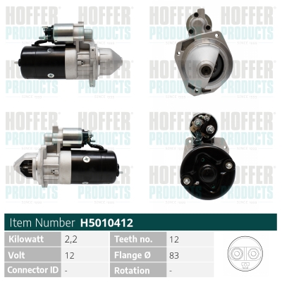 HOFH5010412, Starter, HOFFER, 0000580232, 1610600, 75491933, 0000580285, 1611801, 0000580293, 00005802L5, 0095495849, 0095619197, 580232, 580285, 580293, 5802L5, 95495849, 9558385480, 95619197, 0001218003, 10361, 11010600, 1103, 111115, 11165, 1138SP, 14130009, 1433326, 1581, 220127R, 220.501.123.010, 251065, 2S0217