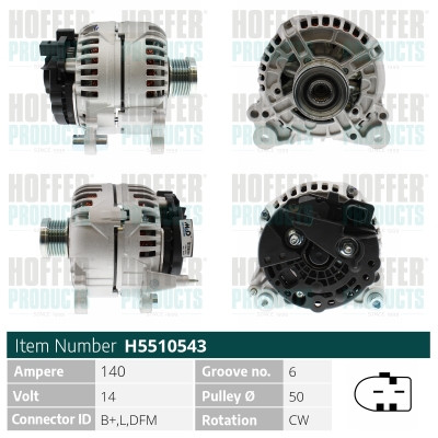 HOFH5510543, Generátor, Alternator, HOFFER, 03C903023A, 03C903023AX, 03C903023C, 03C903023F, 03C903023L, 03C903025D, 03C903025DX, 010678, 0124325156, 063731985010, 1001928, 114884, 12090263, 14201126, 200277, 210504, 2113291402, 23914, 23914N, 285528, 301985RI, 32080600, 4038, 471290751, 47786, 4G0739, 5510543, 57214, 738212121, 831010032