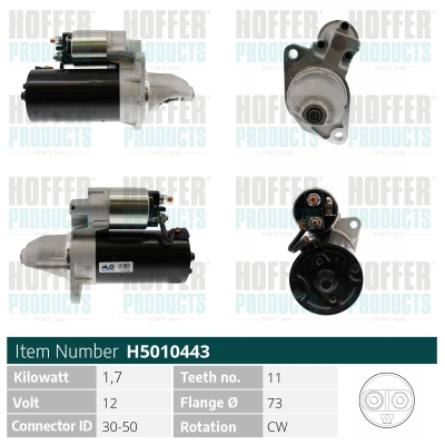 HOFH5010443, Anlasser, Starter, HOFFER, ERR6087, NAD10038, NAD101190, NAD101490, 0001107137, 01109040, 021160, 063226801010, 101049, 11017440, 111865, 11881, 13130018, 17705R, 17792, 193422, 20401802, 20510169, 252103, 25681A, 2S0319, 3819, 455897, 471280465, 5010443, 6010208, 8017440F, 8EA726211001, 90796, AZE2201
