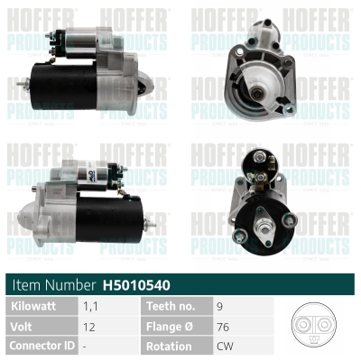 HOFH5010540, Starter, HOFFER, 36050274, 8602104, 0001107076, 020397, 101060, 11018870, 113299, 11968, 17300, 252484, 3115, 32547R, 458521, 471281006, 4732SP, 5010540, 8018870F, 810.515.093.010, 8EA012527-211, A18870, CST10158AS, H5010540, LRS01516, S01206PR, S100044, S12-0740, 0986018870, 101060R, 3860, 810.515.093.215