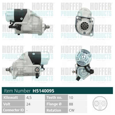 HOFH5140095, Anlasser, Starter, HOFFER, 0R4321, 1006929, 1430541, 1430543, 2257304, 2307304, OR4321, 011830, 11090258, 114268, 18505, 18505N, 20130170, 2280001830, 454267, 471280991, 5140095, CST40619, DRS0206, H5140095, LRS02594, S24-0093, S6282, 2280001831, 641503103, CST40619AS, S24DE0093, 2280001832, 91295423, CST40619GS