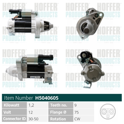 HOFH5040605, Startér, Startér, HOFFER, 31200-RNA-003, 31200-RNA-A01, 31200-RNA-A11, 31200-RNA-J01, DS4R5, DS4RC, DS4RD, DSKEG, DSKET, DSKEV, 040331, 063721458010, 0986025610, 101458, 11040858, 114389, 120.534.092.050, 17957N, 220881, 2S0757, 3360, 4280005001, 438423, 471280396, 4916SP, 5040605, 830540002, 8EA011611-891, CST40367, DRS0639