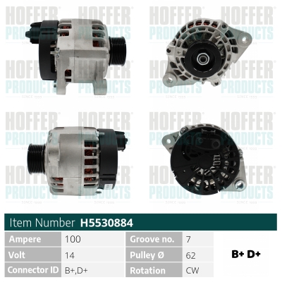 HOFH5530884, Lichtmaschine, HOFFER, 46428730, 46430533, 46445660, 46457327, 46765835, 46765837, 60812583, 71739603, 7781075, 063321807010, 105.503.100.050, 111409, 20104541, 2030145, 210631, 28-2721, 301189RI, 437652, 4573, 471290720, 4G0009R, 5530884, 56619, 8EL012426-981, A12-1313, A4023, AEA4223, AL-168JM, ALTL036, CA1208IR