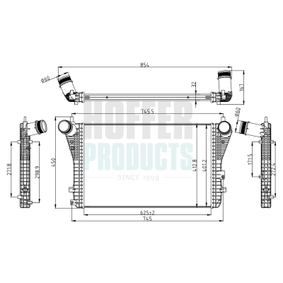 HOF995057, Charge Air Cooler, HOFFER, 1K0145803BQ, 3C0145805AP, 432760048, 595054, 96234, 995057, A4220114, 96568, H995057