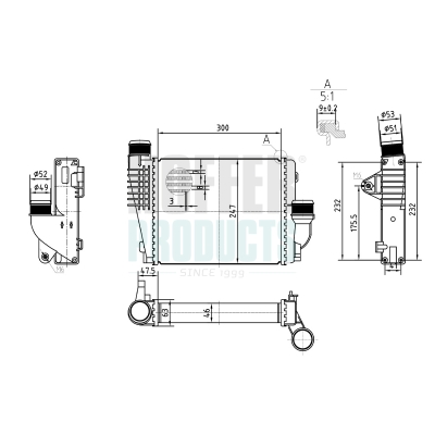 HOF995520, Charge Air Cooler, HOFFER, 09806562180, 9806562180, SU001A3951, 09004317, 309077, 432760473, 672148, 706.040, 818304, 8ML366340-821, 961523, 98SKV069, 995520, CI417000S, KLR017VLON, W4220102, WG1794069, H995520, WG2195367