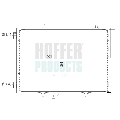 HOF991033, Condenser, air conditioning, HOFFER, 00006455EK, 03556291, 3556291, 00006455HF, 03637002, 3637002, 00006455HG, 06445HF, 6445HF, 000E163371, 0096508940, 6455EK, 6455HF, 6455HG, 96508940, 9650894080, 9683489580, 9683562980, 9808989880, 9828083680, E163371, 001-10-23641, 090.221.019.040, 1004175, 1986AD2137, 350203822000, 35779, 385400, 40005291, 422740021
