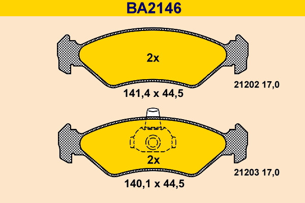 Brake Pad Set, disc brake - BA2146 BARUM - 1079919, 1E03-33-23ZA, 1013843