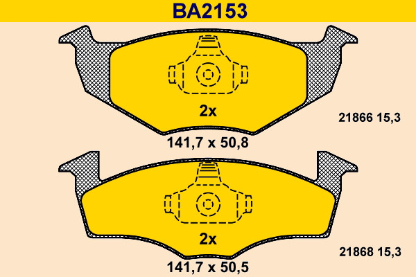 Bremsbelagsatz, Scheibenbremse - BA2153 BARUM - 1H0698151B, 140698151B, 05P667