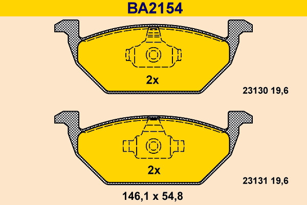 Brake Pad Set, disc brake - BA2154 BARUM - 6Q0698151, 6R0698151A, JZW698151A